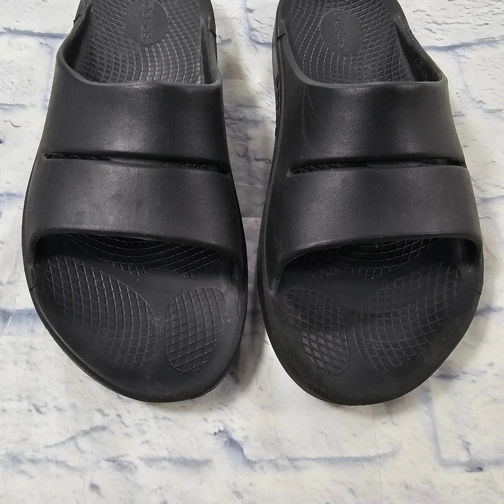 OOFOS OOahh Recovery Slides Mens 12 Black OOfoam Impact Absorption Sandal